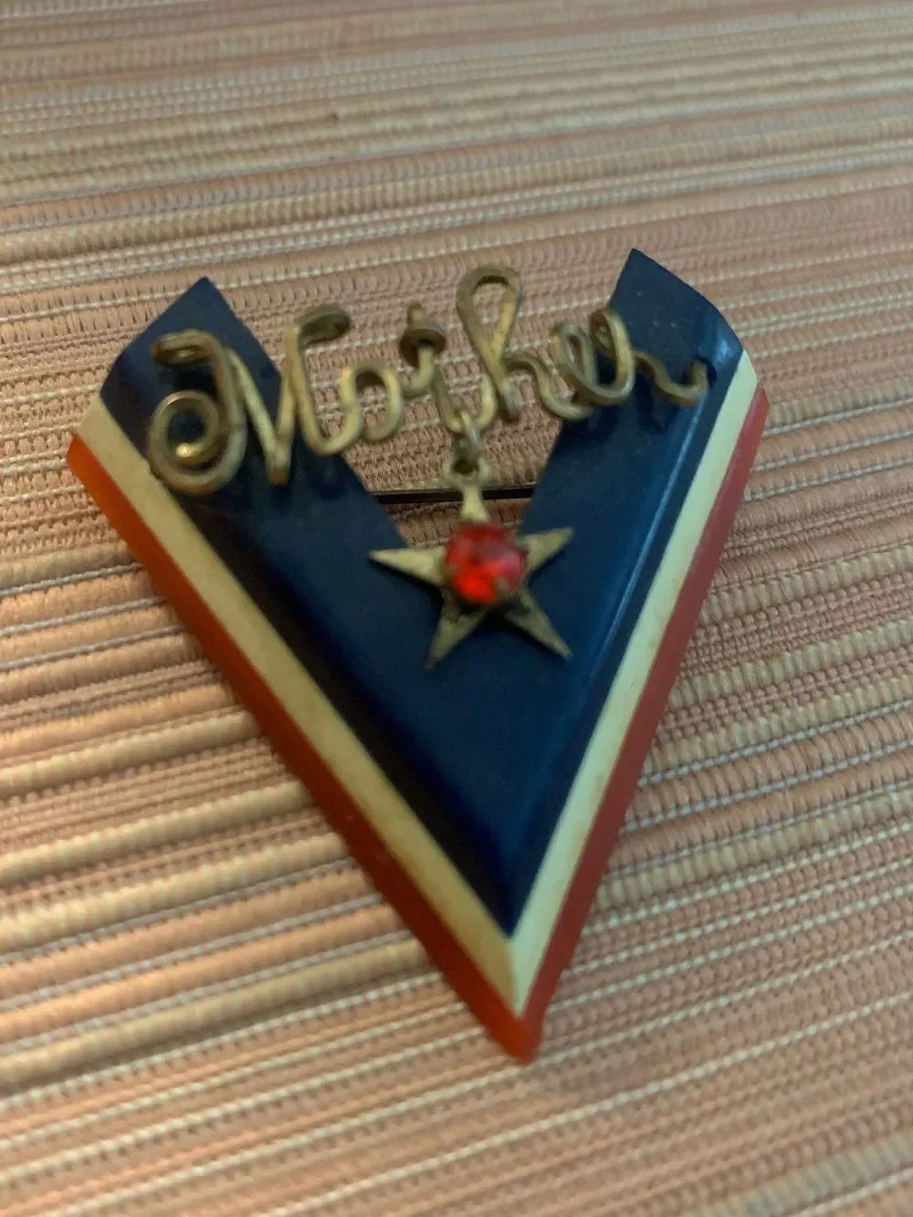 Vintage WW11 Tri Colour Sweetheart Victory “Mother Service”  Brooch